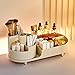 Rotating makeup organizer,Large Capacity Cosmetic Display Case, easy to hold all of your makeup products, at least 20 makeup brushes/eyeliner,10 lipsticks,8 skincare products(Ivory)