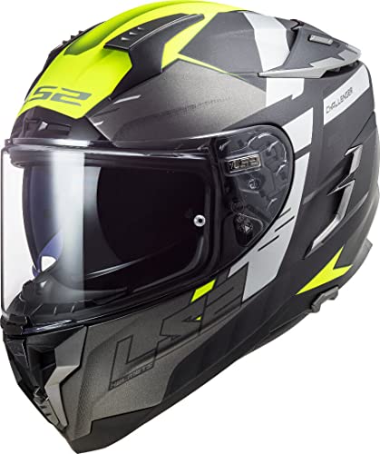 LS2, Casco integral de moto Challenger, Allert, amarillo, M