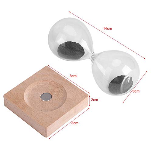 Aigid Hourglass - Magnetic Sand Timer Hourglass Toy Home Office Desktop Decoration Dispaly with Wooden Base - Image 2