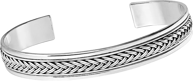 Treasure Bay Brazalete de Plata para Hombre | Pulsera Cuff Ajustable en Plata de Ley 925