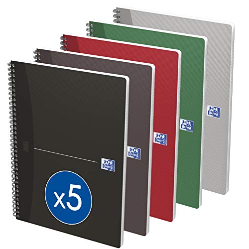 Cahier spirale A4 OXFORD Essentials Seyès 180 pages couverture carte lot de 5