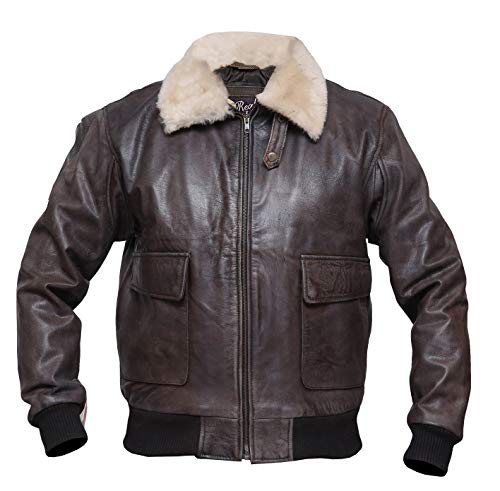 G1 Flight Jacket Fur Collar Distressed Cowhide Leather Bomber