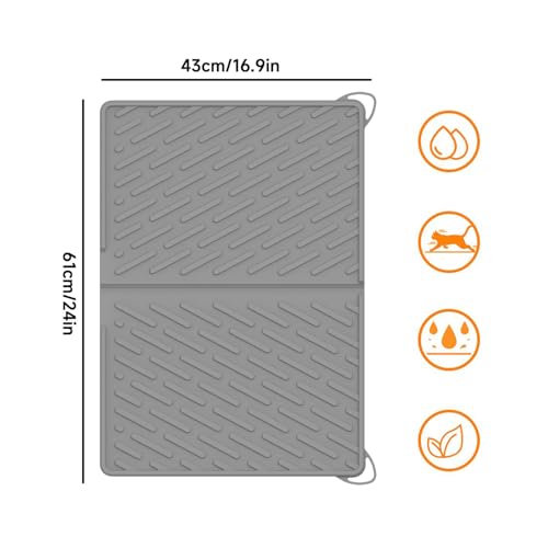 Tapis pour chat antidérapant et couvre-mangeoire 61 x 43 cm - 6