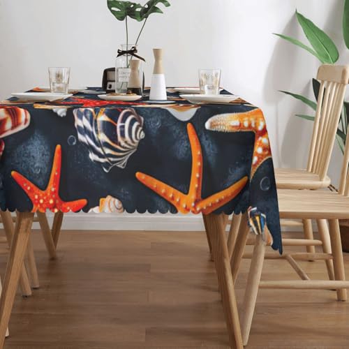 Nappe rectangulaire lavable motif étoiles de mer imprimé haute définition durable - 4