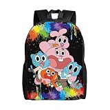 YINGD Amazing World of Gumball - Mochila multifunción de gran capacidad, diseño de anime, Negro, Talla única