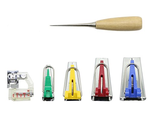 Driak Bias Tape Maker Kit Set For Sewing Quilting Awl And Adjustable Binder Foot With Plastic Tool Box #TOP3