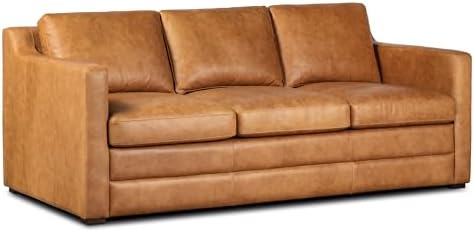 Poly & BARK Sorrento Sofabed, Cognac Tan Convertible Sleeper Sofa in Full-Grain Pure-Aniline Italian Leather