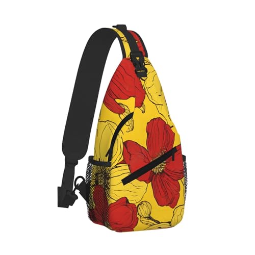 Pretty Poppy Flowers Print Cross Chest Bag Diagonally - High-Capacity For Short Trips, Work, And Daily Use2