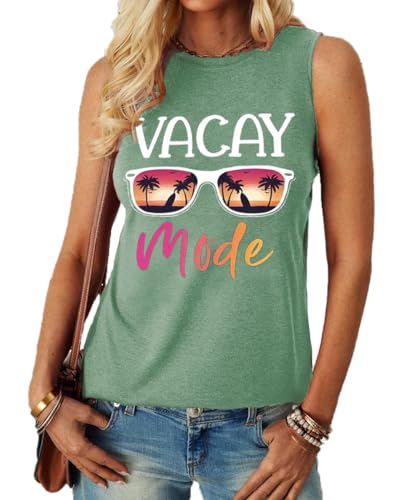 Image of Vacay Mode T Shirts for Women Summer Beach Hawaii Vacation Short Sleeve Tops Holiday Cruise Getaway T Shirts