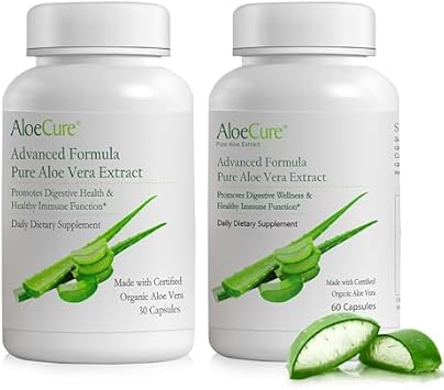 AloeCure Organic Aloe Vera Capsules 2 Pack - 1btl x 30caps, 1btl x 60caps