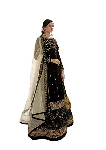 Delisa Eid Special Indian/Pakistani Sharara/Palazzo Style Salwar Suit for Women Party Wear New 00 (Black, LARGE-42)