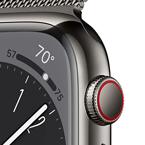 Apple Watch Series 8 [Gps + Cellular 45Mm] Smart Watch W/Graphite Stainless Steel Case W/Graphite Milanese Loop. Fitness Tracker, Blood Oxygen & Ecg Apps, Always-On Retina Display, Water Resistant #TOP2