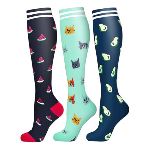 58 Estilos 3 Pares/paquete Calcetines De Compresión Hasta La Rodilla Calcetines Deportivos For Mujeres Y Hombres Calcetines For Correr For Venas Varicosas Y Edemas Para Deportes, Correr, Volar, Viaje(