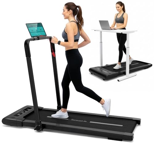 Image of SereneLife Portable Foldable Treadmill for Home, 8.7 MPH Shock Absorption, LED Display Under Desk Walking Mat for Home Office, Walking pad with Handle bar, App Support, 350lb Capacity