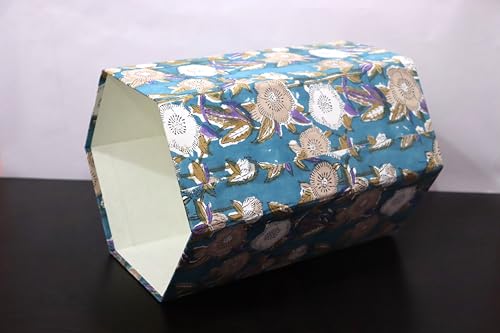 Image of Generic 3.3 Gallon Cotton Hand Block Printed Paper Waste Basket |Small Decorative Trash Can for Housewarming Gifts in Living Room, Bedroom, Bathroom | Eco-Friendly, Plastic-Free (1, CREEM FLOWAR)
