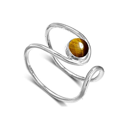 Jewelryonclick Natural Tiger Eye 925 Sterling Silver Thumb Rings for Women Handmade Fashion Jewelry Gift in Size 10.5