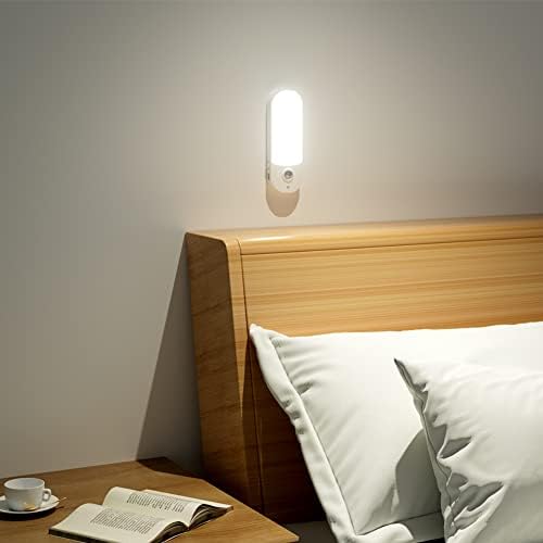 SECRUI Motion Sensor Night Lights Indoor, USB Rechargeable Battery Operated LED Cupboard Light Stick On with Magnetic Strips for Bedroom, Wardrobe, Cabinet, Closet, Hallway Kitchen Lighting - 4 Packs