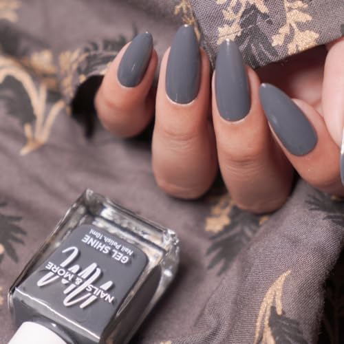 Image of Nails & More Dark Grey Nail Polish, Argan Oil-Infused Gel Shine, Charcoal Nails, Modern & Sleek | 10ml