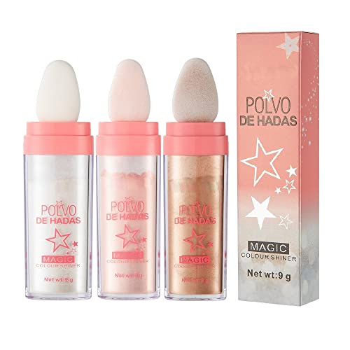3 Color Polvo De Hadas, Body Brightens the Natural Three-dimensional Face Blusher Patting Powder Highlighter Handaiyan polvo de hadas . (01# 02#03#)
