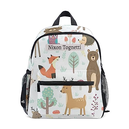 OREZI Custom Kids Name Toddler Backpack,Personalized Todder Backpack Foxes and Bear Preschool Kindergarten Book Bag Practical and Durable Daycare Bag for Travel,Toys