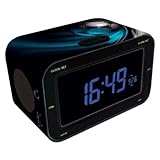 Radio despertador digital con números grandes y luz