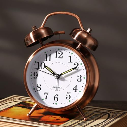 Relógio Despertador Analógico Vintage Antigo com Visor de 8 cm e LED para Visualização Noturna (Retr