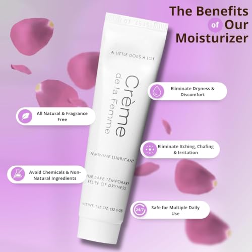 Image of Creme De La Femme Daily Vaginal Moisturizing Cream for Long-Lasting Relief from Feminine Dryness Chemical & Hormone Free, Fragrance-Free, Also a Hydrating Intimate Lubricant for Men and Women - 2 Pack