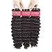 LUXEDIVA Deep Wave Human Hair Bundles 14 16 18 Inch 100% Unprocessed Raw Brazilian Curly Bundles Human Hair Natural Black Color for Women