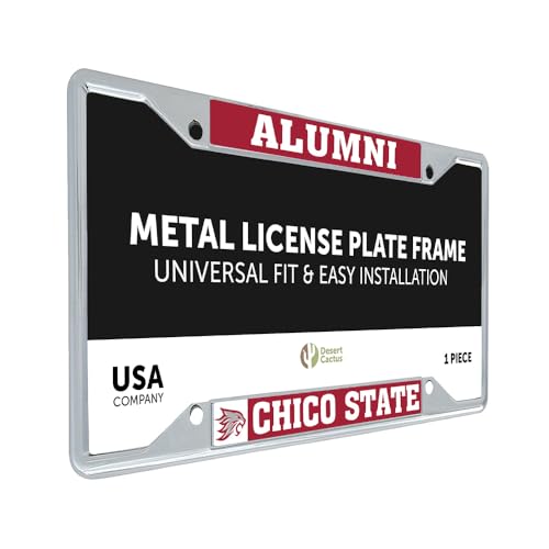 Desert Cactus Cal State Chico University California Car Accessories Wildcats Metal License Plate Frame and Tag Holder for Front or Rear of Car (Alumni)