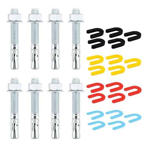 28 Pack Lift Install Kit Car Lift Installation Install Kit with 8 x 3/4' x 5.5' Wedge Anchor Bolts and 20 Leveling Shims 1/4', 1/8',1/16',3/16'For 2 Post 4 Post Car Lift