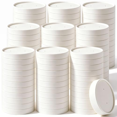 Woanger 500 Pcs 16oz Paper Soup Container Lids with Vented Holes Disposable by Woanger - Used condition - US$50.57
