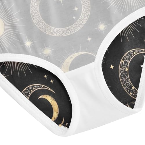 Toddler Girl Briefs, Elegant Golden Celestial Black Cotton Underwear for Girls, 2–8 Years4