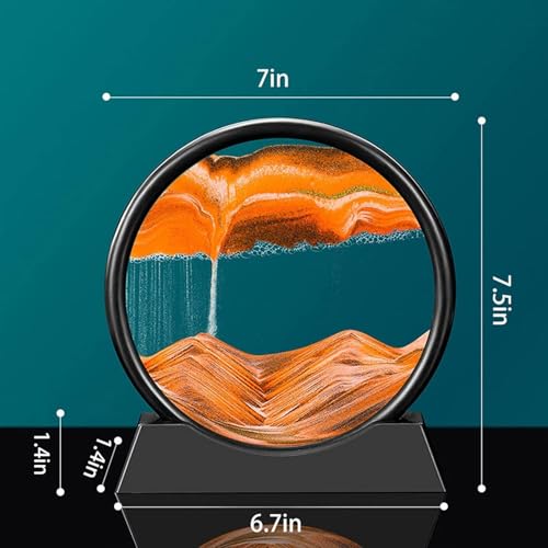 Image of Moving Sand Art Picture Glass Liquid Painting 3D Natural Landscape showpieces for Home Decor Antique Gifts for Kids Office Desktop Decoration Desk Table Decorative Items (Desert)
