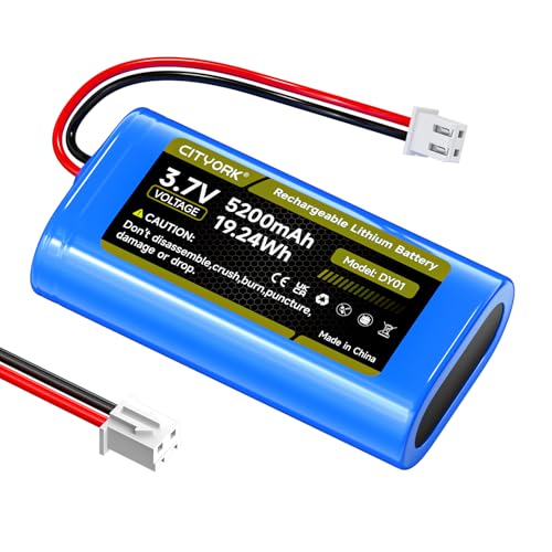 CITYORK 3,7 V/5200mAh XH2,54/2P Plug Recargable Batería para 3.7V Solar cámara de vigilancia inalámbrica, Juguetes RC, Amplificadores, Bluetooth, iluminación, Circuitos inalámbricos, DIY Bateria