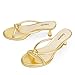Easyfox Gold Mules Heels for Women Rounded Open Toe Kitten Heels Slip on Gold Womens Sandals Size 8