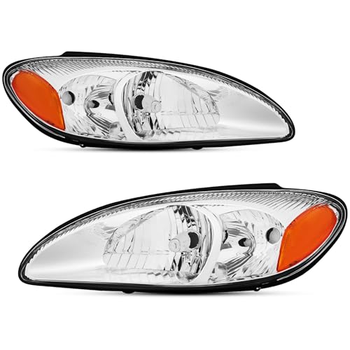 Image of Headlights Assembly Compatible With 2000 2001 2002 2003 2004 2005 2006 2007 Ford Taurus Replacement Headlamp Fit For 00-07 Taurus Head Light set Chrome Amber