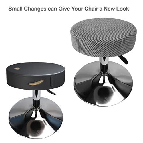 HuaLiSiJi Hockerbezug Rund 30-40cm Luxuriöser Stoff, Dehnbar Knitterfrei Waschbar Staubdicht Weich und Langlebig, Verwandelte die Hocker in Sekunden (1, Hellgrau)