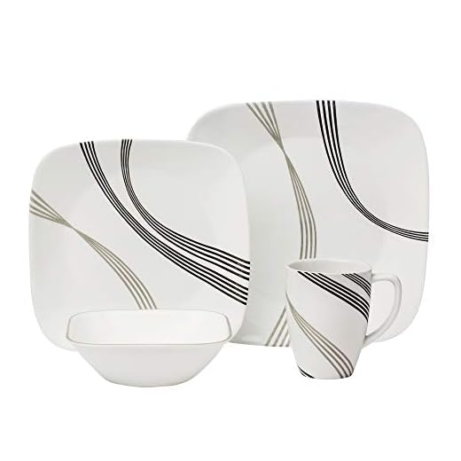 Corelle Boutique Square Urban Arc 16-Piece Dinnerware Set, Service for 4