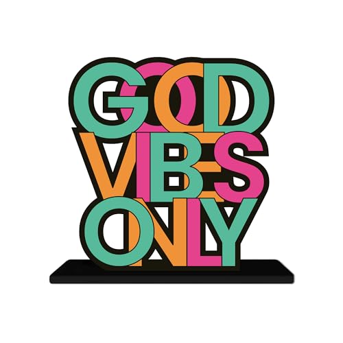 Image of Artvibes Good Vibes Only Inspirational Quotes Table Decor for Office Desk | Home Decoration Items | Living Room | Modern Art Wooden Showpiece Decorative Gift item (SP 1185)