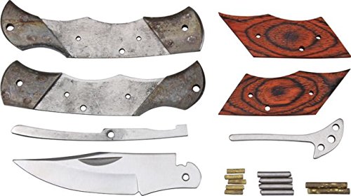 Rough Rider Custom Shop Small Lockback Knife Kit, SS clip blade, brown rich g...