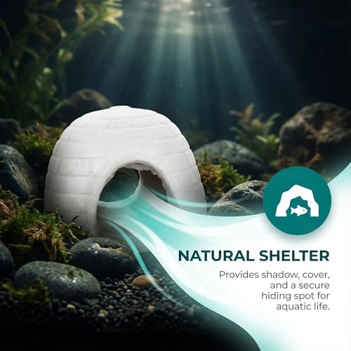 Image of Igloo Aquarium Decor Resin Igloo Figurine Fish Tank Hideout for Fish and Shrimp Winter Aquarium Ornament Arctic Landscape Decor 3.81 X 3.34 X 2.83 in
