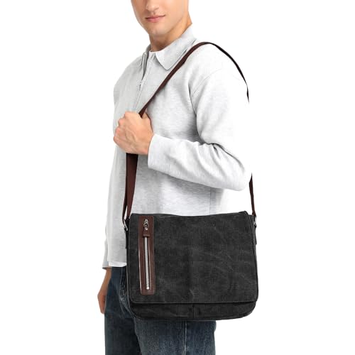 Vintage Canvas Messenger Bag Unisex Shoulder Bag Canvas Satchel Cross Body College Work Satchel Briefcase for 14 Inch Laptop4