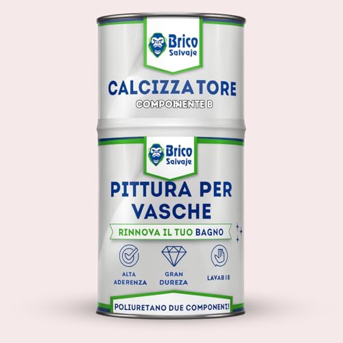 BRICOSALVAJE Vernice per Vasca da Bagno Finitura SATINATA Due Componenti 600+150 ML | Applicazione facile | Finitura ceramica | Impermeabile (Marilyn rosa chiaro)
