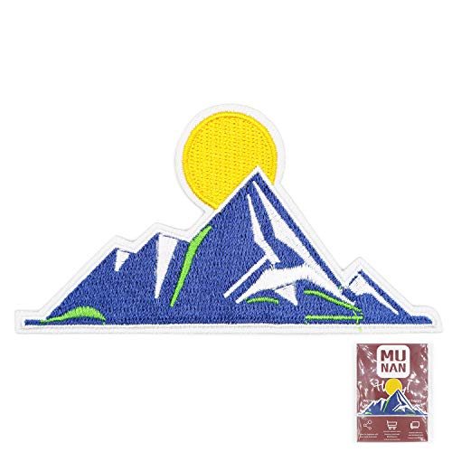 MUNAN Mountain Patch sew on Patches Blue Mountains Patches Iron On Sewing Embroidered Patches Badge Applique for Clothes Jacket Jeans Cap