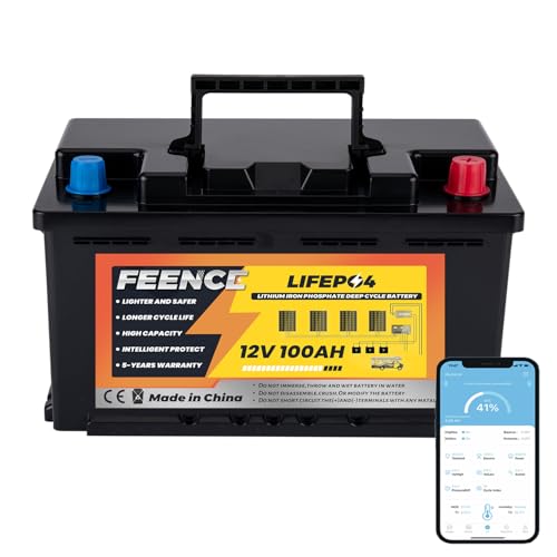 H188 LiFePO4 Bluetooth 100Ah 12V Batterie mit BMS, 15000 Zyklen Deep Cycle Lithiumbatterie, Ersatz AGM Gelbatterie für Wohnmobile (unter dem Sitz), Campervans, Boote, Elektromotoren und Solaranlagen