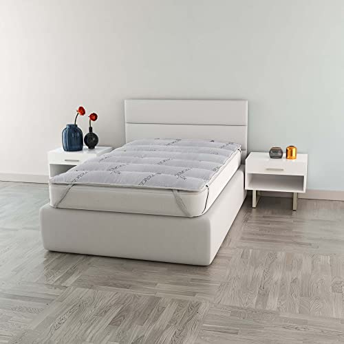 Italian Bed Linen Topper Acolchado con Gomas, Poliéster, Tecel, Una Piazza e Mezza