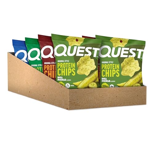 Image of Quest Nutrition Protein Chips Variety Pack, Dill Pickle, BBQ, Cheddar & Sour Cream, Sour Cream & Onion, High Protein, Low Carb, Gluten Free 1.1 oz (Pack of 8)