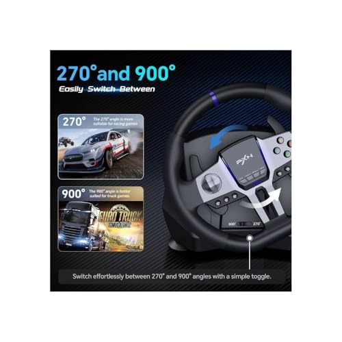 Image of Playtastic PXN V9 Gen2 Racing Wheel with Shifter and Pedals, 270 /900 Degree Vibration Gaming Steering Wheel