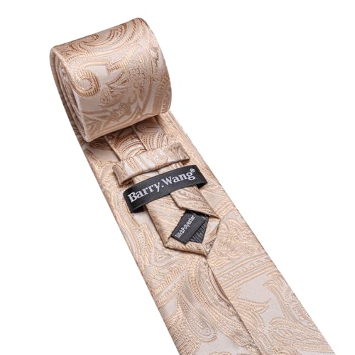 Image of Barry.Wang Men Tie Set Paisley Silk Necktie Pocket Square Cufflinks Formal Wedding Business Party