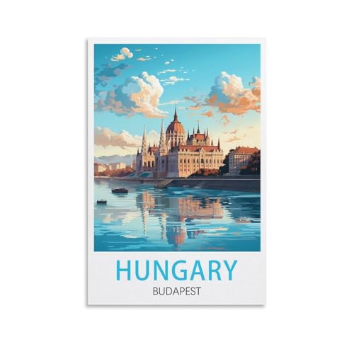 HXHNFERR Poster de voyage vintage Hongrie Budapest 20 x 30 cm, affiches murales et images d'art imprimées pour décoration de chambre à coucher